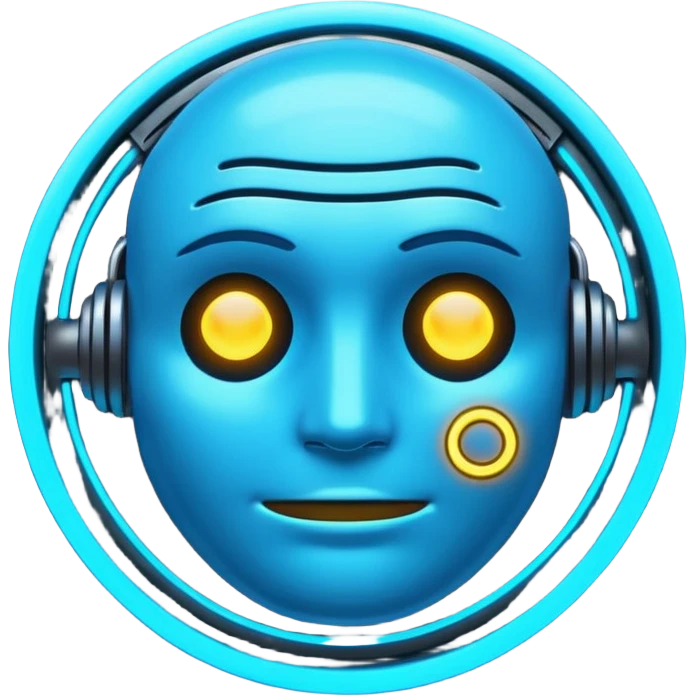 Neon cyberpunk emoji face, blue glow. Text: CERTIFIED TIME-WASTER.

 emoji
