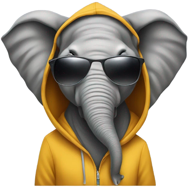 Elephant in a hoodie and sunglasses emoji