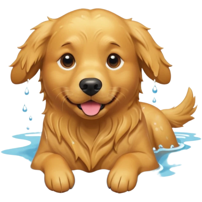 Golden retriever swimming emoji