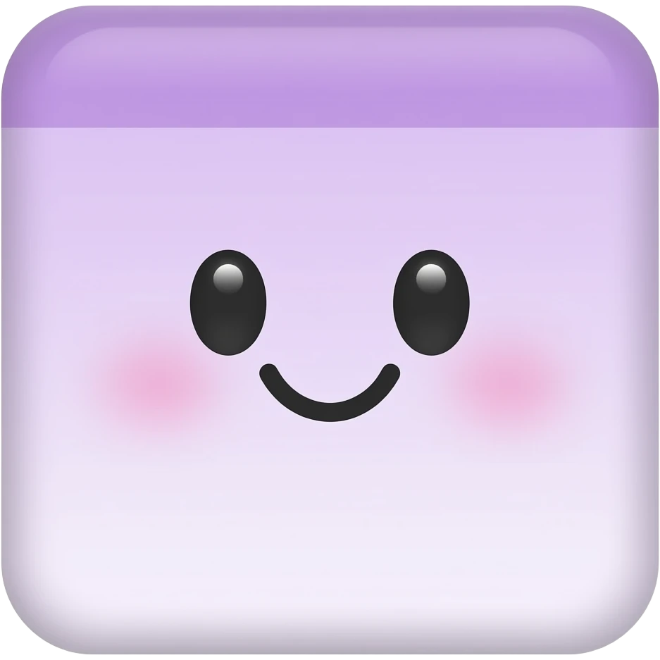 Simple and minimalistic sticker of a purple cute sticky note, white outline, smooth gradients or solid colours emoji