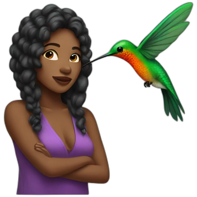 Black women with humming bird emoji
