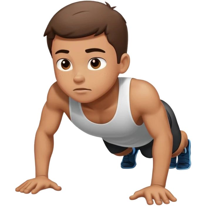 Chico haciendo flexiones tras perder jugando al ordenador emoji