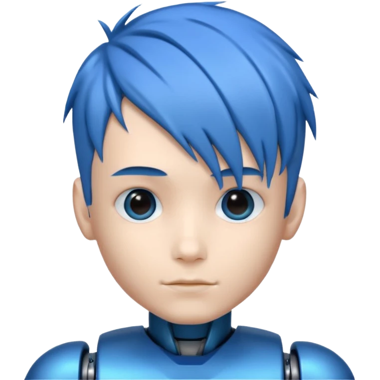 A robot boy with blue hair emoji