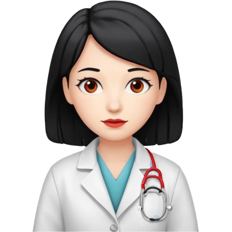 doctor with black hair and red hairclips  emoji