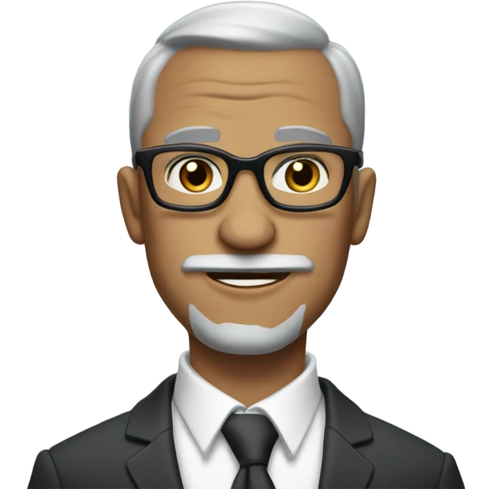al roper with small round face and suit and glasses and buzz cut and small black eyes and small gray beard and small black eyes and wrinkled forehead emoji