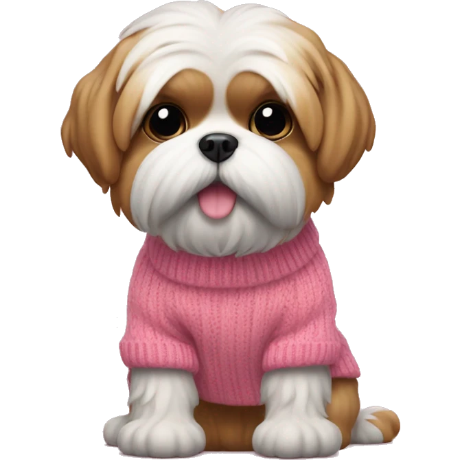 shitzu (caramel colors) with a pink sweater emoji