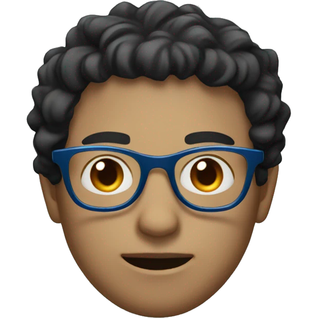 light guy with wavy short black hair and round blue glasses emoji