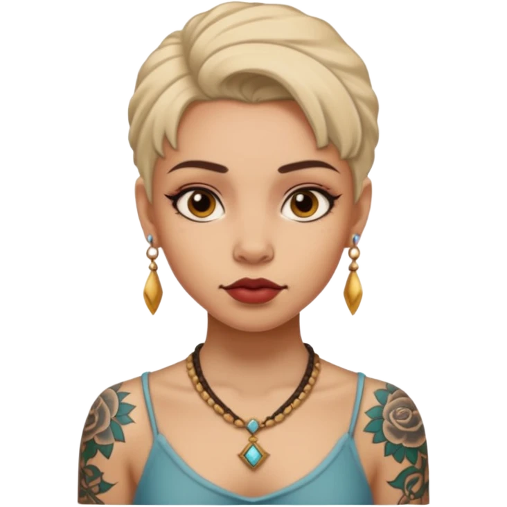 ancient girl Tattooed, not wearing necklace emoji