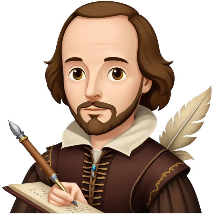 Shakespeare holding a quill pen writing a play emoji