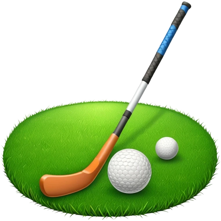green grass, field hockey stick, field hockey ball emoji