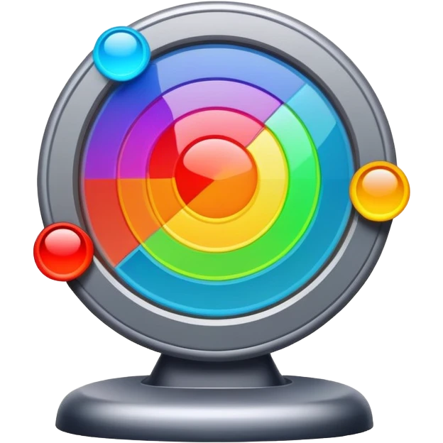 radar with colorful signals, multiple bright blips and sweeping line emoji