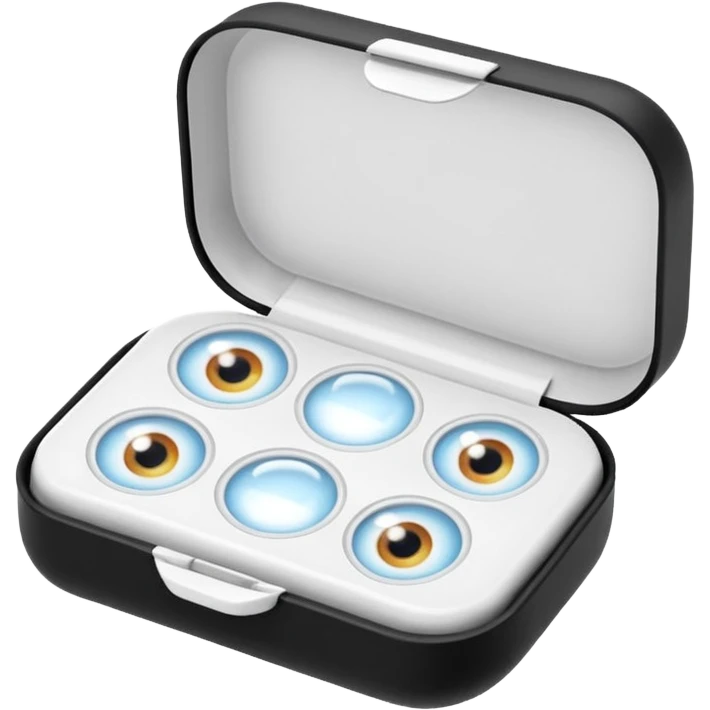 2 contact lenses white travel mini case emoji
