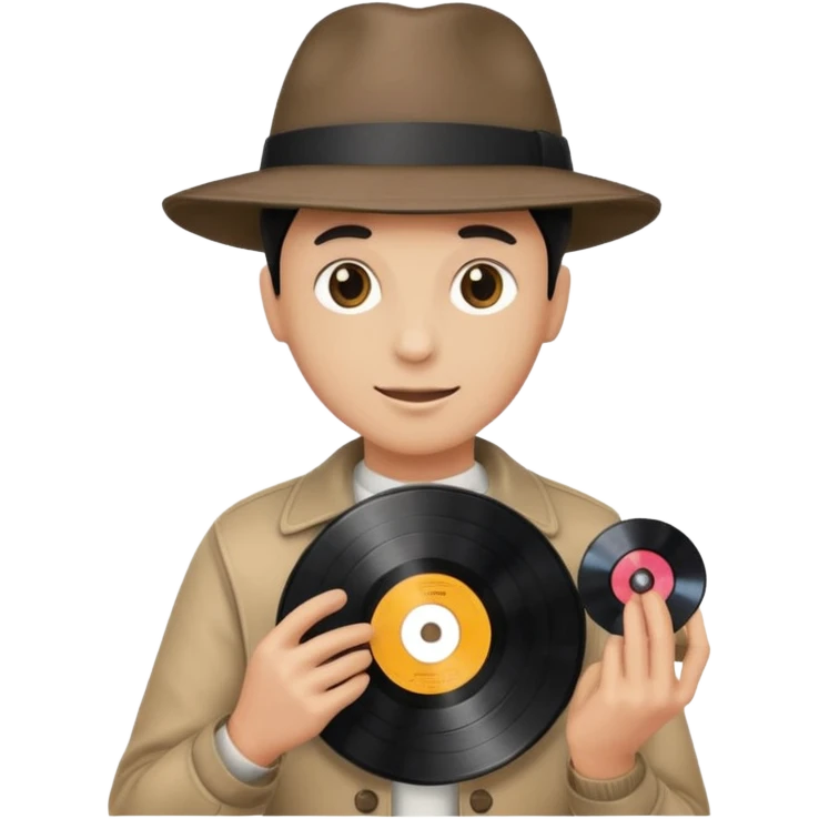 Record Collector + vinyl disc, Vintage Collectors. emoji