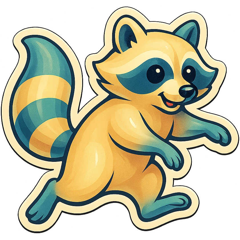 Very Light Blonde cool raccoon jumping  emoji