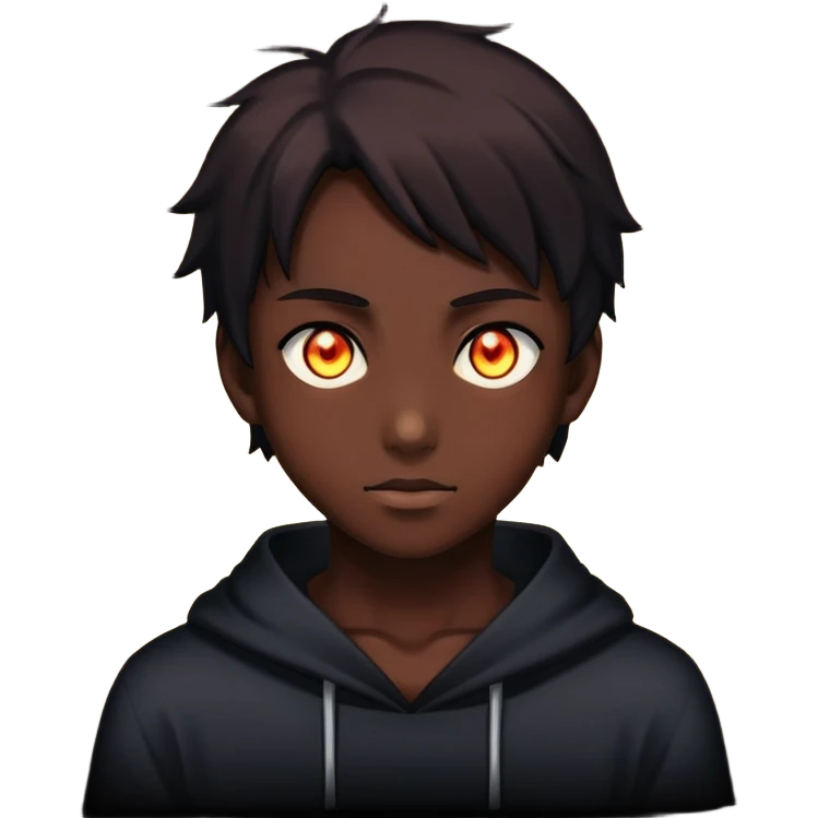 silhouette of a person with glowing eyes in darkness, mysterious anime character emoji