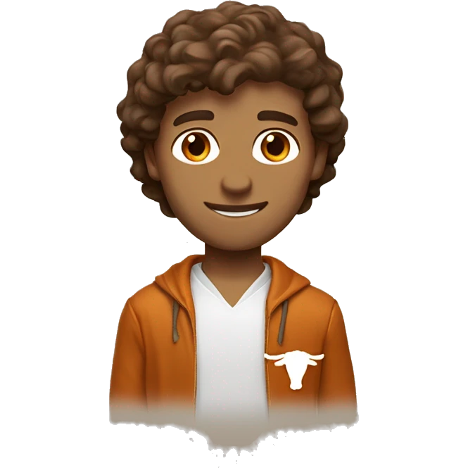 Brown haired White man in University of Texas Longhorn clothes emoji
