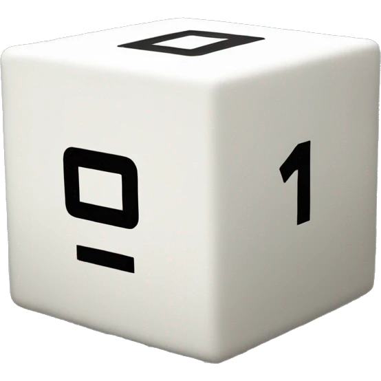 Create an emoji of a cube-shaped object with number 0 and 1 displayed on its surfaces, representing a matrix or data grid. emoji
