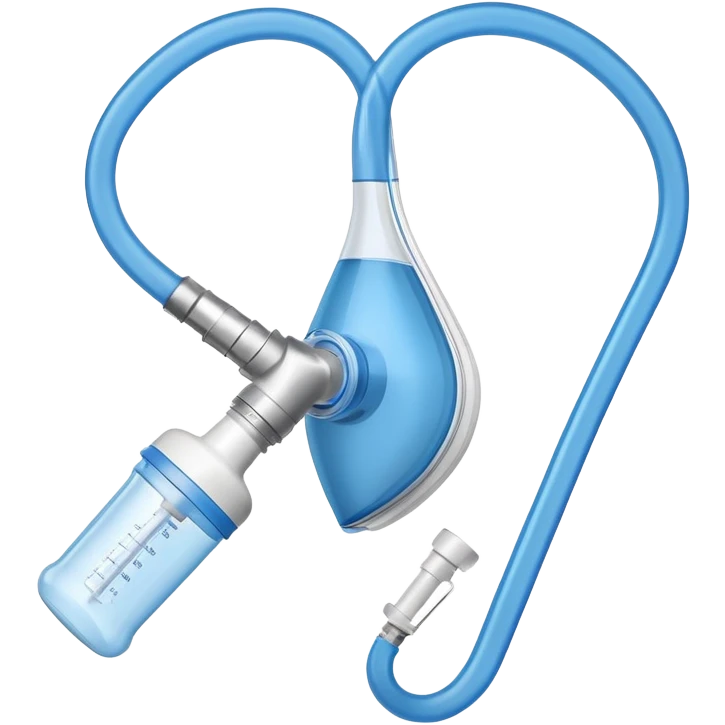 Blue VO2 max testing mouthpiece with breathing valve and tube, laboratory equipment isolated emoji