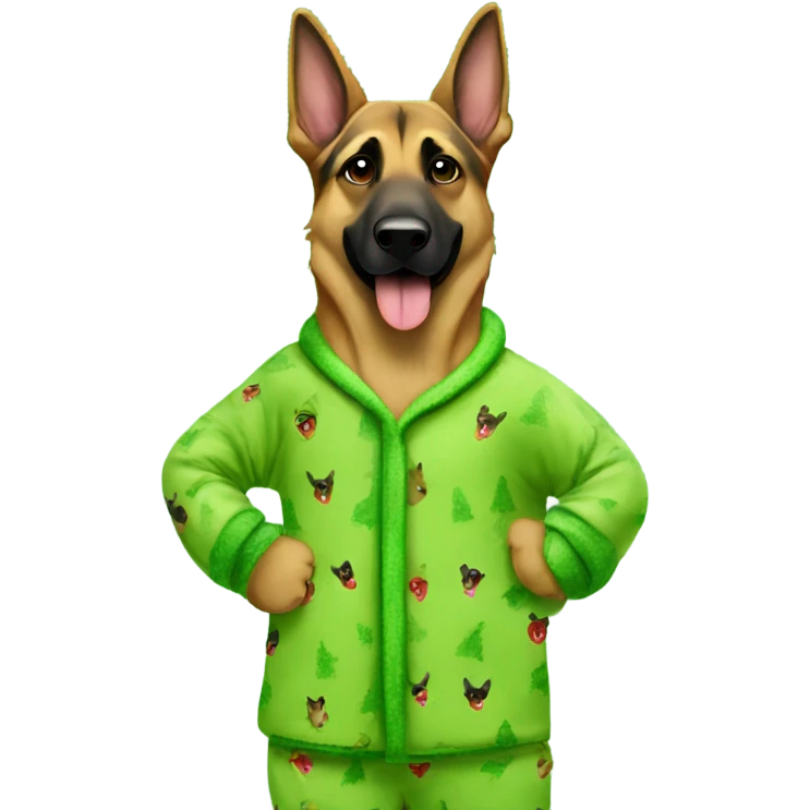 german shepherd wearing grinch pajamas emoji