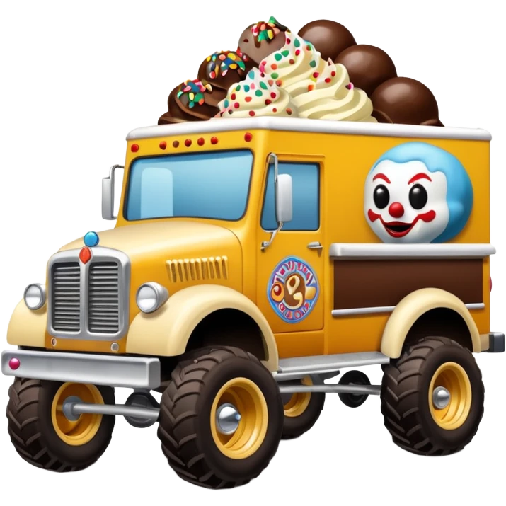 Krazy Klown Jenkins 4wd my monster 1924 racing ice cream with chocolate, nuts and sprinkles dream house food truck  emoji