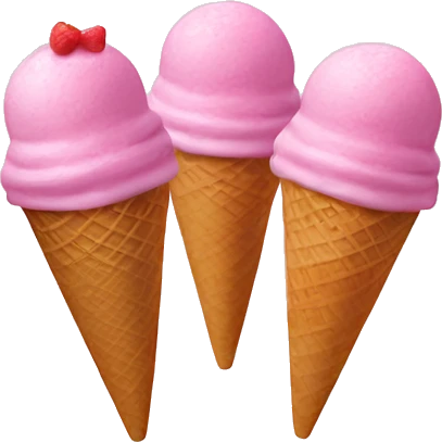 Three ice cream scoops in a pink cup  emoji