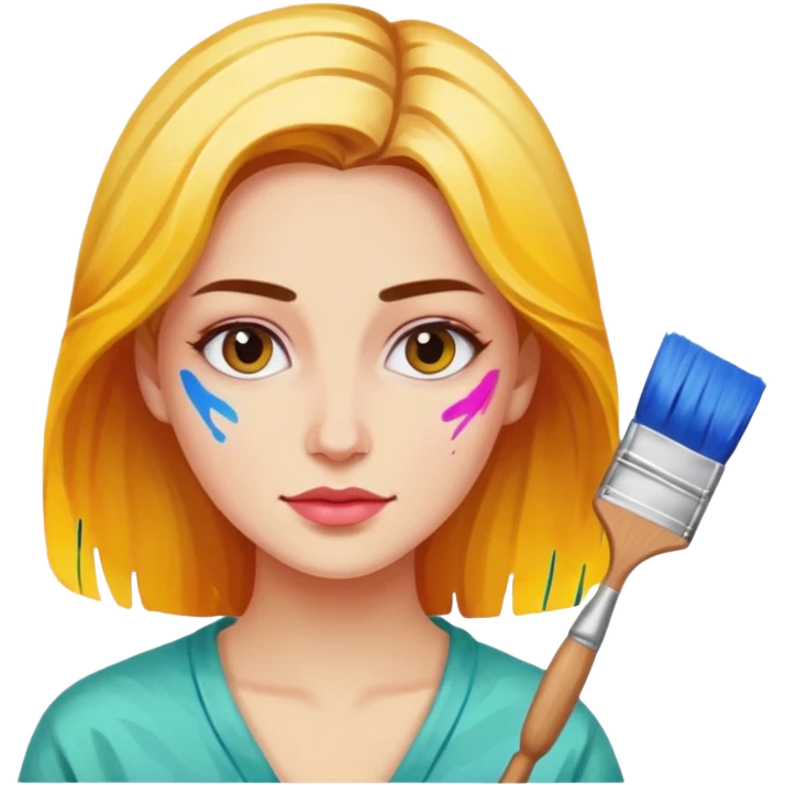 women painting color emoji