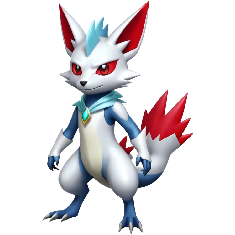  Cool Edgy Shiny Futuristic Ethereal Legendary Zangoose-Sneasel-Digimon-hybrid full body emoji