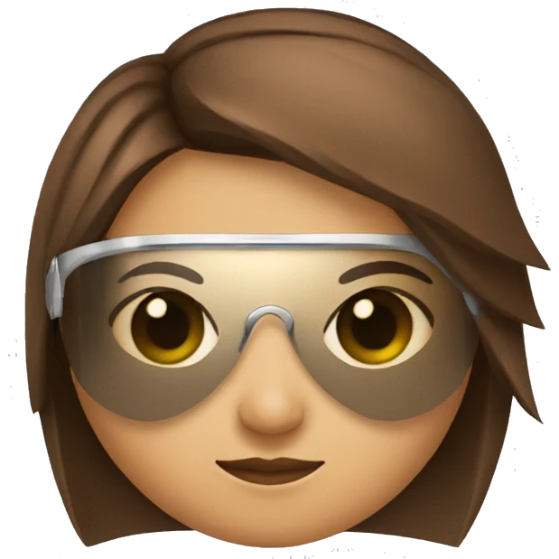 Girl gladiator head with long straight brown hair and sunglasses  emoji