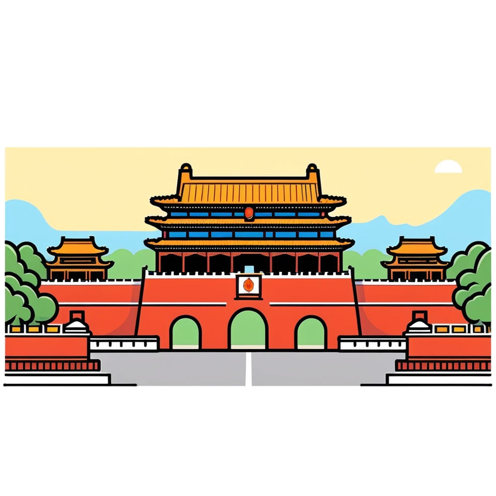 Tiananmen Square in Beijing with traditional Chinese architecture gate, sunny day, travel landmark emoji