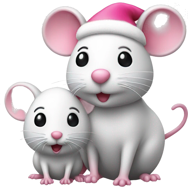 one pink mouse and one white mouse on Christmas  emoji