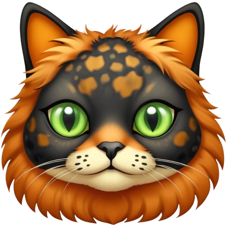 Black and orange tortoise cat with light green eyes emoji