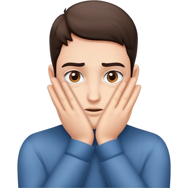 face peeking nervously from behind hands, cautious expression emoji