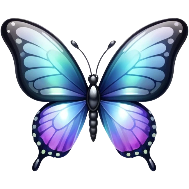 Glossy shiny iridescent gradient Obsidian glass crystal butterfly emoji