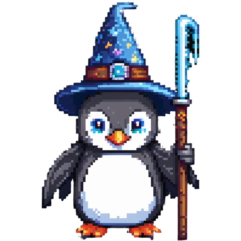magical penguin wizard emoji