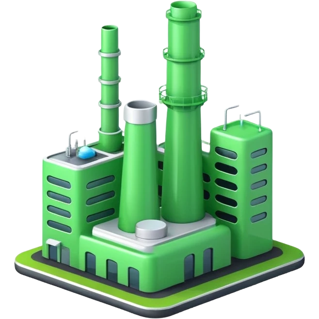 high quality green color factory, cool and modern design, visually appealing emoji