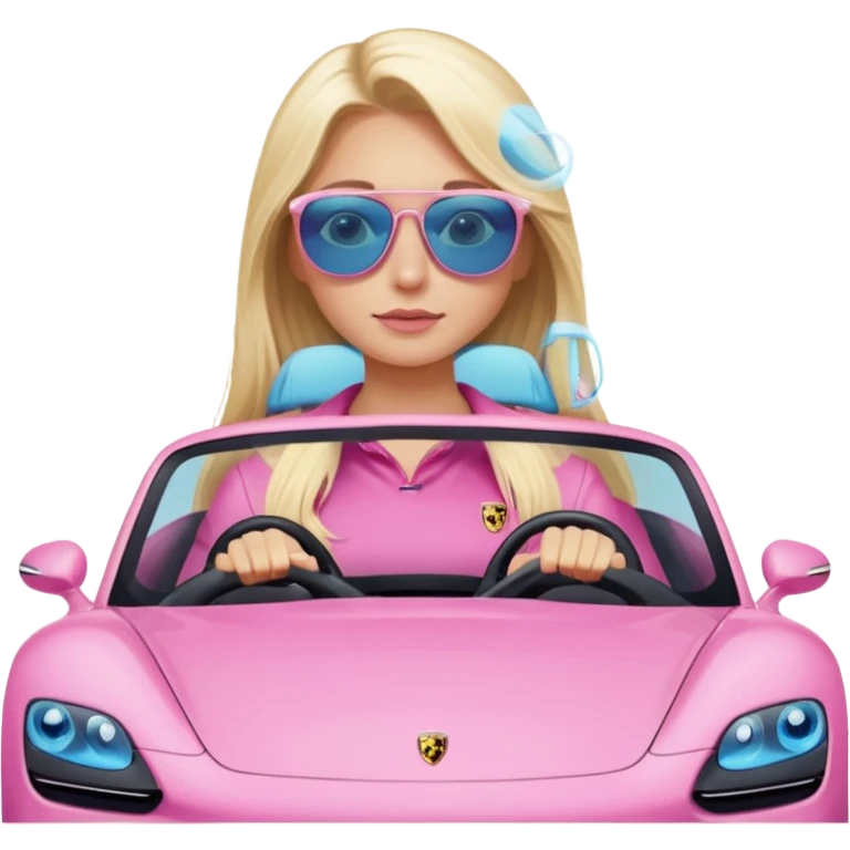pink Porsche taycan blonde girl long hair blue eyes emoji