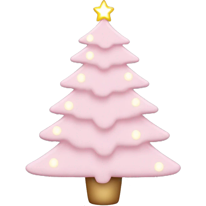 Light Pink Christmas tree with lights and ornaments emoji