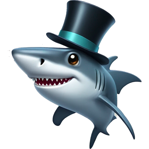 Shark with a top hat emoji