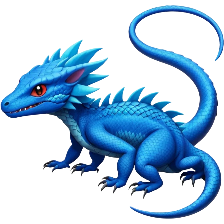 Cyan lizard-Draco-Nargacuga-Sergal-Salandit-Cyclizar-Pokémon, with cobalt-blue flecks patterns emoji