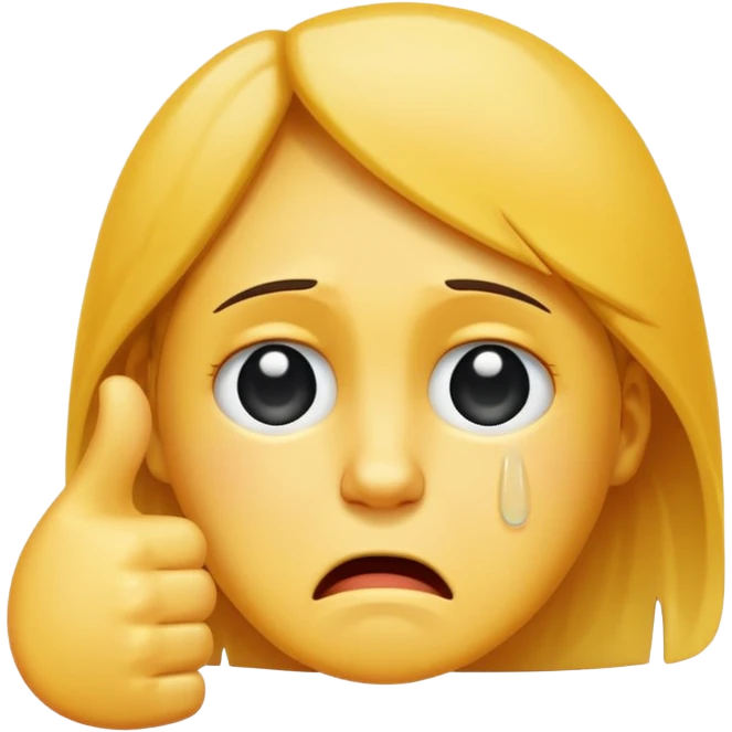Crying face with a thumbs down emoji