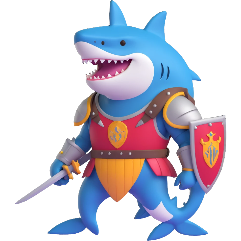 anthropomorphic shark wearing knight armor emoji