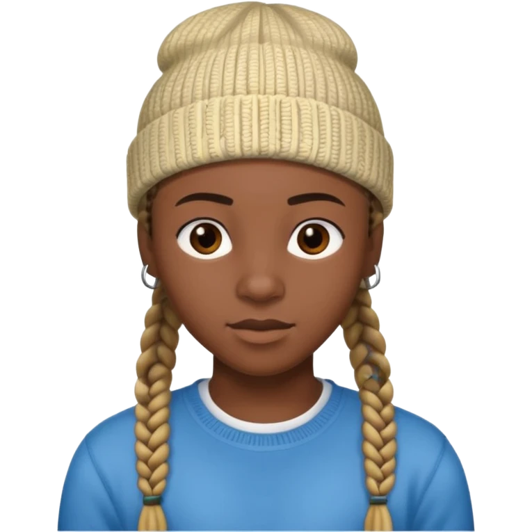 an african teen with cornrows and wears a beanie emoji