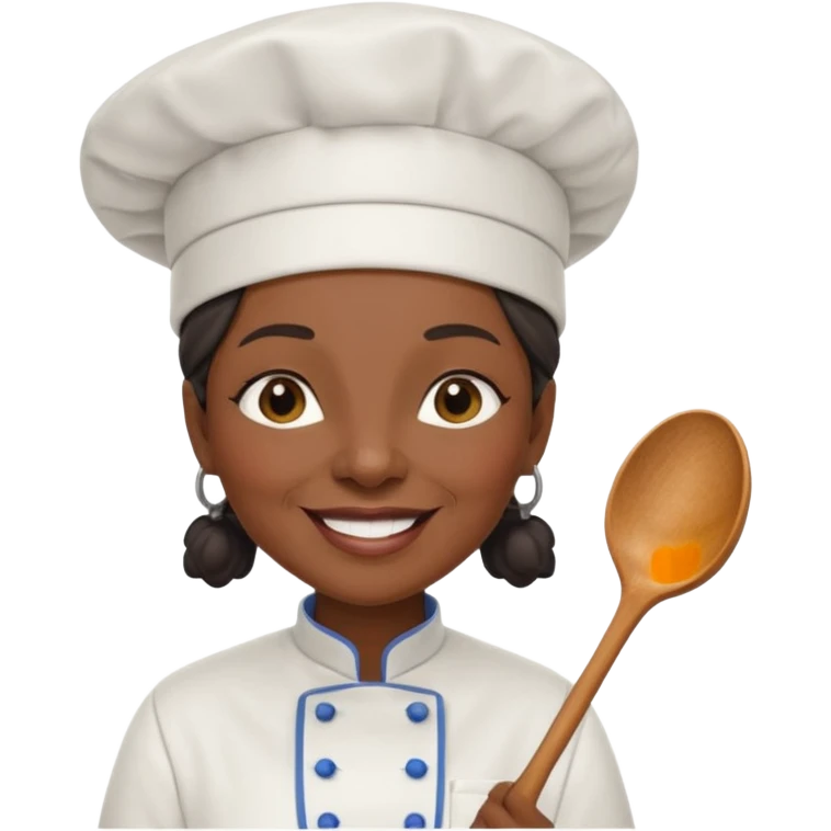 woman old  black chef with spoon emoji
