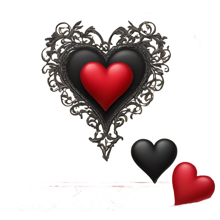 vintage valentine’s day card black red emoji