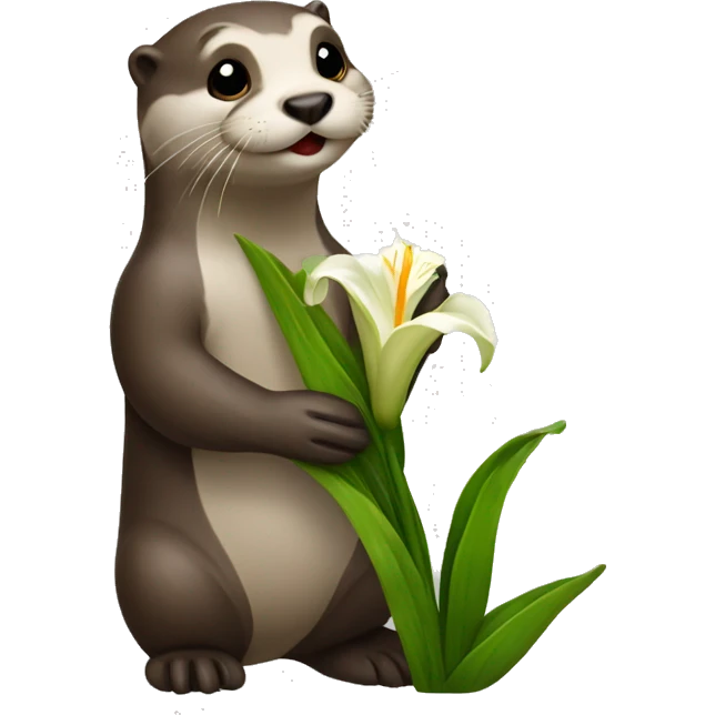 Otter holding a lilly of the vally emoji