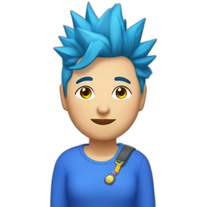 Older fat lesbian Chilean very short spiky bright blue hair emoji