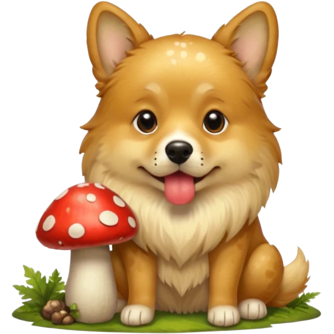 Собака с грибом в пасти emoji