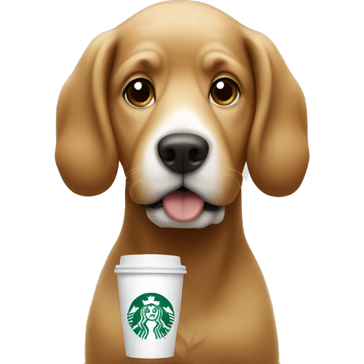 Dog with a Starbucks coffee emoji