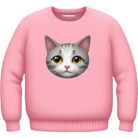 Pink sweater with cat art  emoji