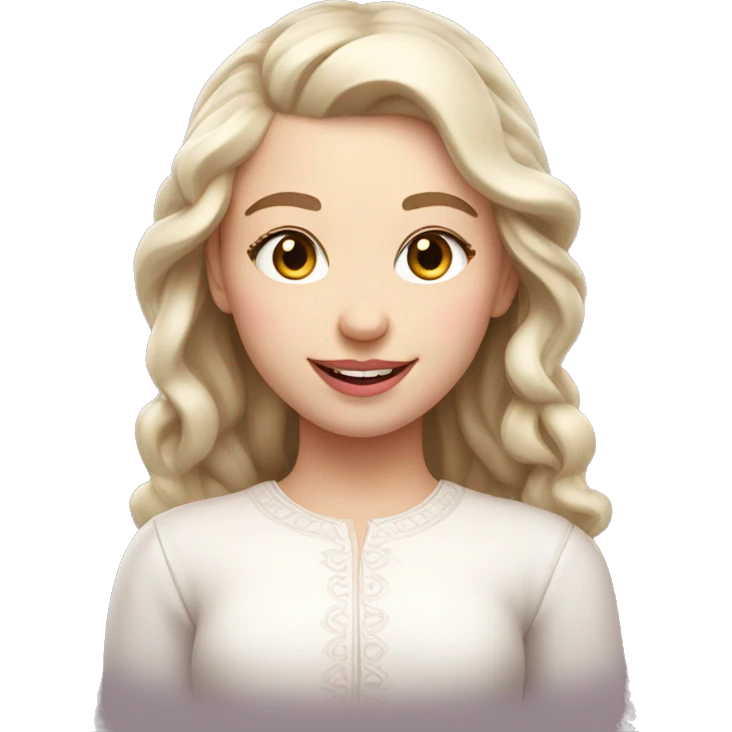slavic girl with smile, white skin and pink light lips emoji